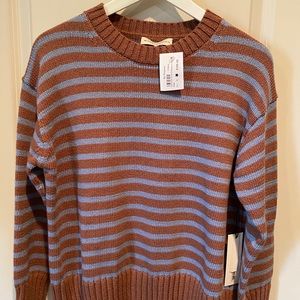 Striped Cotton Sweater. NWT. White and Warren